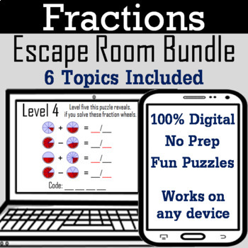 Preview of Fractions Activities: Digital Escape Room Math Bundle (Virtual Breakout Games)