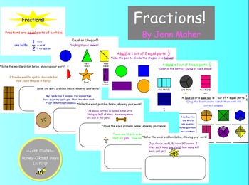 Preview of Fractions: Activities and Word Problems for Halves, Thirds, Fourths