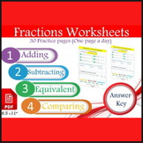 Fractions: Add , Subtract - Equivalent | 4th Grade Worksheets