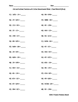 Fractions: Add, Subtract, Multiply, and Divide (Tests, HW, and Class Work)