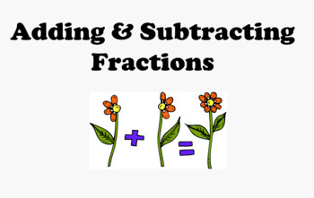 Preview of Fractions – Add & Subtract Unlike Denominators No Simplifying PowerPoint