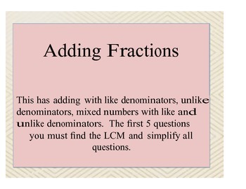 Preview of Fractions: Adding & Subtraction Lessons with Assessments