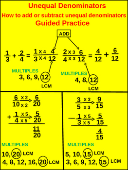 Preview of 4th & 5th Fractions: Guided Practice Unequal Denominators (32 worhsheets)