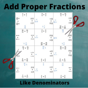 Preview of Fractions Addition Jigsaw Puzzle: Add Proper fractions with Like Denominators
