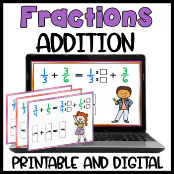 Preview of Fractions Addition Task Cards - Adding Fractions with Unlike Denominators