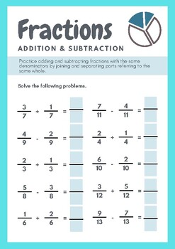Fractions Addition & subtraction by Emilia's resources | TPT