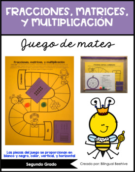 Preview of Fractions, Arrays, & Multiplication Math Game (SPANISH)/Fracciones, Matrices..