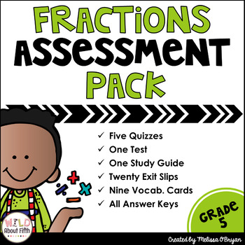 Preview of Fractions Assessment Pack Grade 5