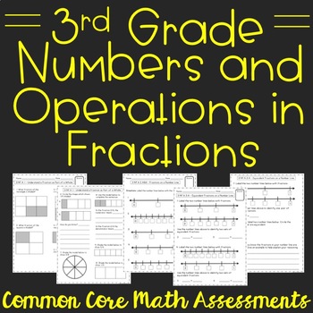 Preview of Fractions Assessments for 3rd Grade Common Core