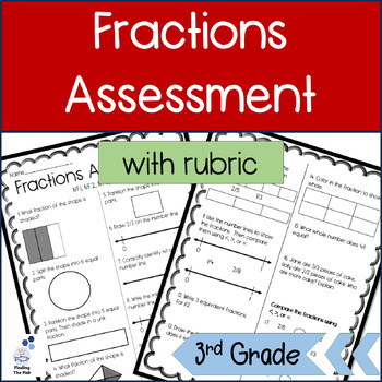 Preview of Fractions Assessment with Rubric: 3rd Grade Math: Compare, Partition, Identify