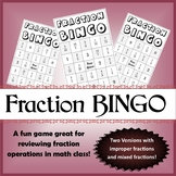 Fractions BINGO Review Game