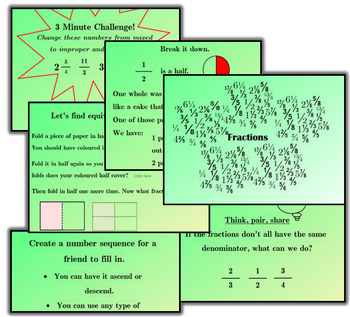 Preview of Fractions Basics Lesson Sequence - Smart Notebook - 5 Lessons, 50 Slides