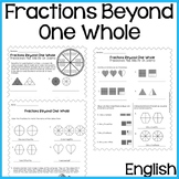 Fractions Beyond one Whole in ENGLISH (TEK 2.3C)