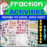 Fractions Bingo Game & I Have, Who Has Fractions Bundle (3rd Grade)