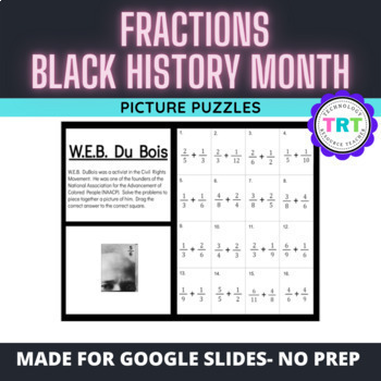 Preview of Fractions - Black History Month - Picture Puzzles