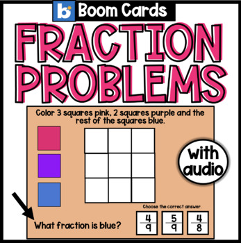 Preview of Fractions | Boom Cards | Coloring Fractions | Identifying Fractions