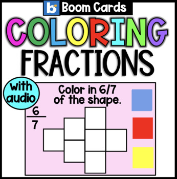 Preview of Fractions | Boom Cards | Coloring Fractions | Identifying Fractions | Math