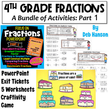 Preview of Fractions Bundle for 4th Grade: Part 1 with Simplifying and Comparing Fractions
