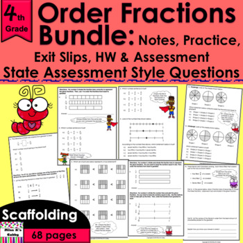 Preview of Fractions Bundle #2: notes, CCLS practice, exit slips, HW, spiral review, test