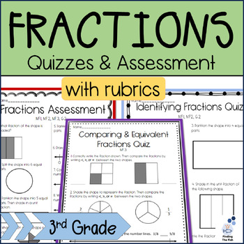 Preview of Fraction Quizzes & Assessment for 3rd Grade - Identify, Compare, & Partition