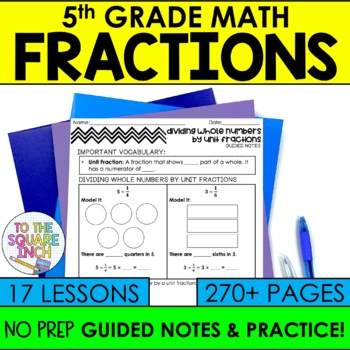 Preview of 5th Grade Fractions Bundle Guided Notes | Operations | Mixed Numbers 