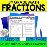 5th Grade Fractions Bundle Guided Notes | Operations | Mix