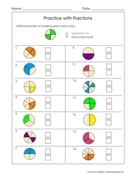 Fractions BUNDLE - 10 worksheets - Grade 3 - color & b/w ...