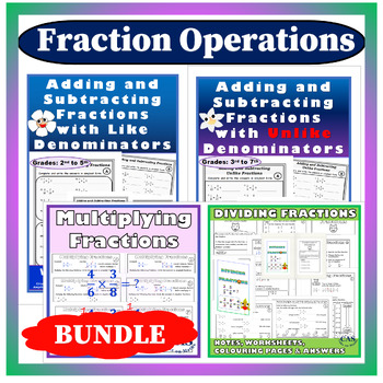 Preview of Fractions Bundle - Adding, Subtracting, Multiplying and Dividing Fractions