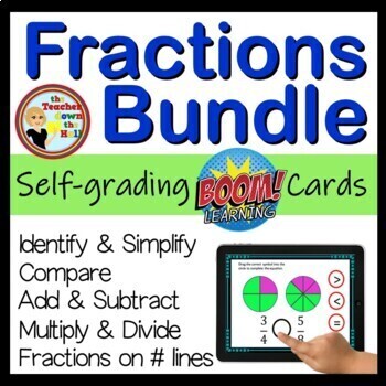 Preview of Fractions Bundle Boom Cards Digital Math Assessments Digital Fraction Activities