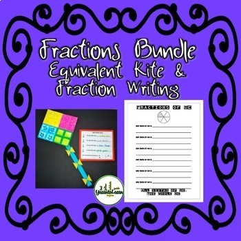 Preview of Fractions Bundle - Equivalent Fraction Kite Math Art and Math About Me Fractions
