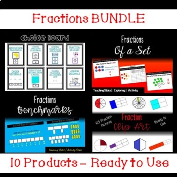 Preview of Fractions Bundle | Fraction Introduction and Fraction Activities | 10 Products