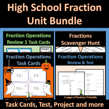 Preview of Fractions Remedial Unit High School Math Bundle