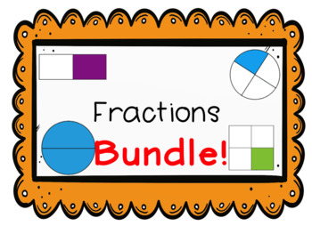 Preview of Fractions Bundle! (Whole, Halves, Fourths, Equal + Unequal Parts)