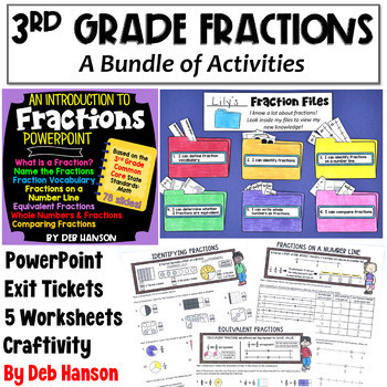 Preview of Fractions Bundle for 3rd Grade: Equivalent Fractions, Comparing Fractions, More