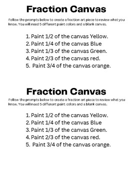 Preview of Fractions Canvas Art Activity