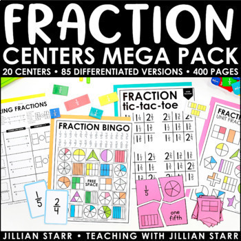 Preview of Fractions Center Games and Activities | Unit | Comparing | Equivalent | Improper