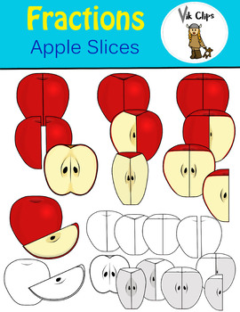 Preview of Fractions Clip Art Apple Slice