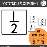 Fractions Clipart - Basic Fractions, Numerical Form - WHITE