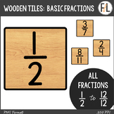 Fractions Clipart - Basic Fractions, Numerical Form - WOODEN