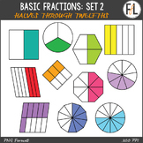 Fractions Clipart - Basic Fractions, through Twelfths - Set 2 