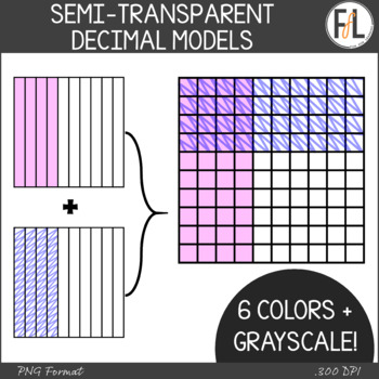 Preview of Fractions Clipart - Decimal Models, Semi-Transparent
