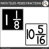 Fractions Clipart, Mixed Fractions - Moveable - BLACK, WHITE