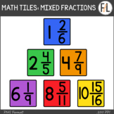 Fractions Clipart, Mixed Fractions - Moveable - PRIMARY COLORS