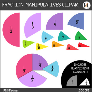 Preview of Fractions Clipart - Overlapping Pieces for Building Fractions
