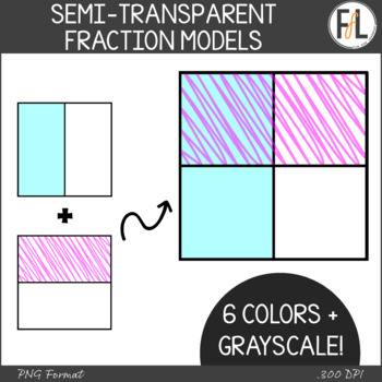 Preview of Fractions Clipart - Semi-Transparent, Overlay - FRACTION MODELS