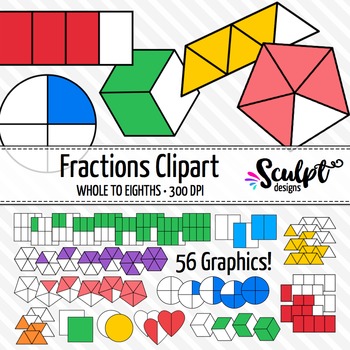 Preview of Fractions Clip Art ~ Various Shapes & Colors