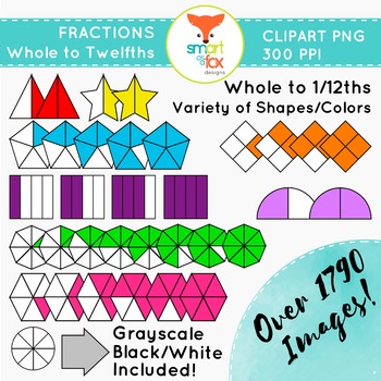 Preview of Fractions Clipart Whole to Twelfths