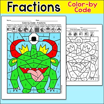 Preview of Monster Fractions Color by Number Hidden Picture - A Fun Math Center