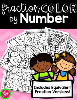 Preview of Fractions Color by Number {Includes Equivalent Fraction Versions!}