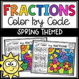 Fractions Color by Number Worksheets - Spring Fraction Act